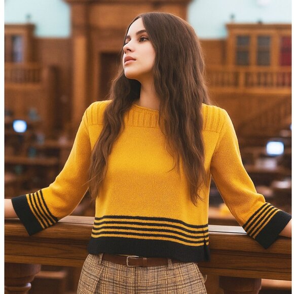 FIA Italia Handloomed Vintage Sweater Golden Yellow/Black Women's Size Large - Picture 2 of 9